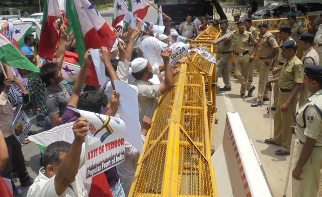 PFI protest in Delhi on July 12.