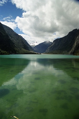 mountain lake reflection peru southamerica scan alpine huaraz