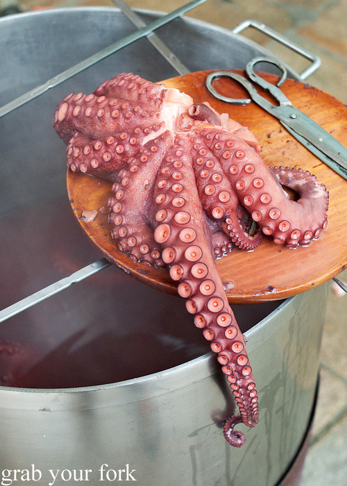 Pulpo Gallego Galician octopus in Santiago de Compostela, Spain