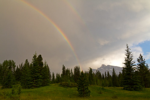 park sky mountain canada storm nature weather forest landscape rainbow scenery alberta banff rundle