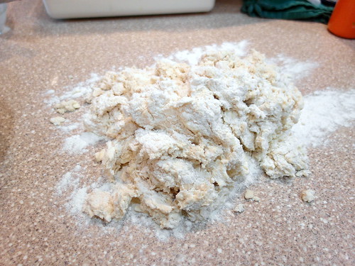 shaggy dough on floured counter