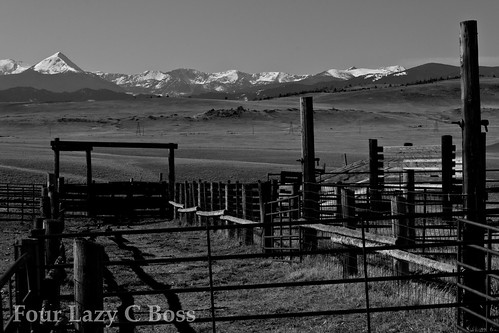 ranch snow mountains fence landscape