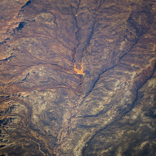 orange usa lake dark square unitedstates aerial reservoir erosion wyoming desolate natronacounty