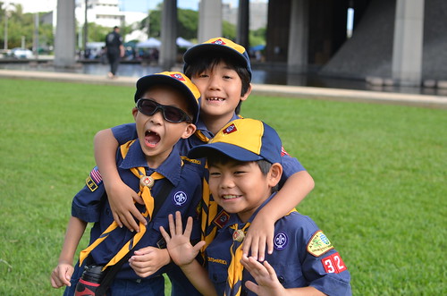 Scouts waiting for the parade to begin