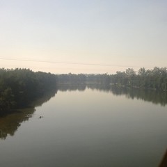 Crossing the Nepean, with smoke haze from the spring back-burn in the Blue Mountains #LumiaWP8trial