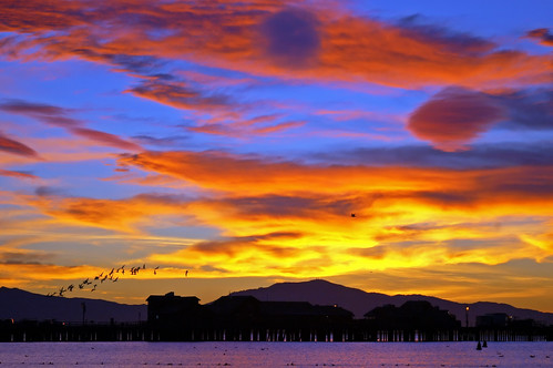 stearnswharf pier santabarbara california clouds sunrise silhouette february 2004 nikond100 cloudy night free creativecommons