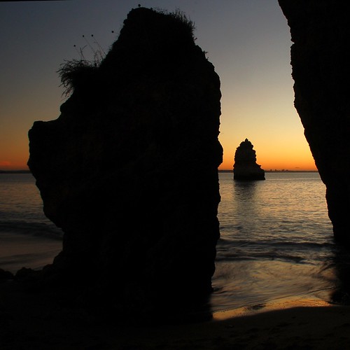 morning sea colour beach portugal backlight sunrise rocks clear rockform