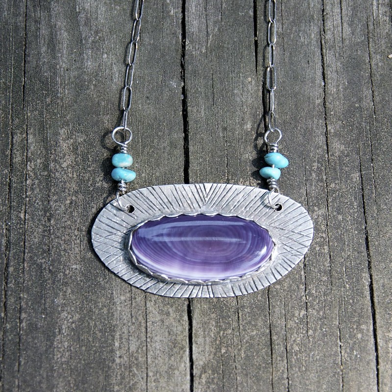 Sea Catcher Pendant - Wampum, Turquoise and Sterling Silver