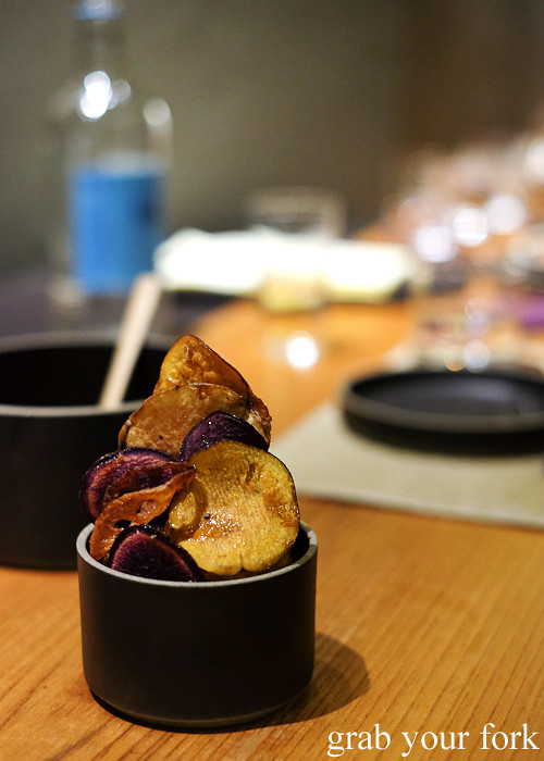 Market chips with black sugar and Kyoto shichimi at Ronin, Hong Kong