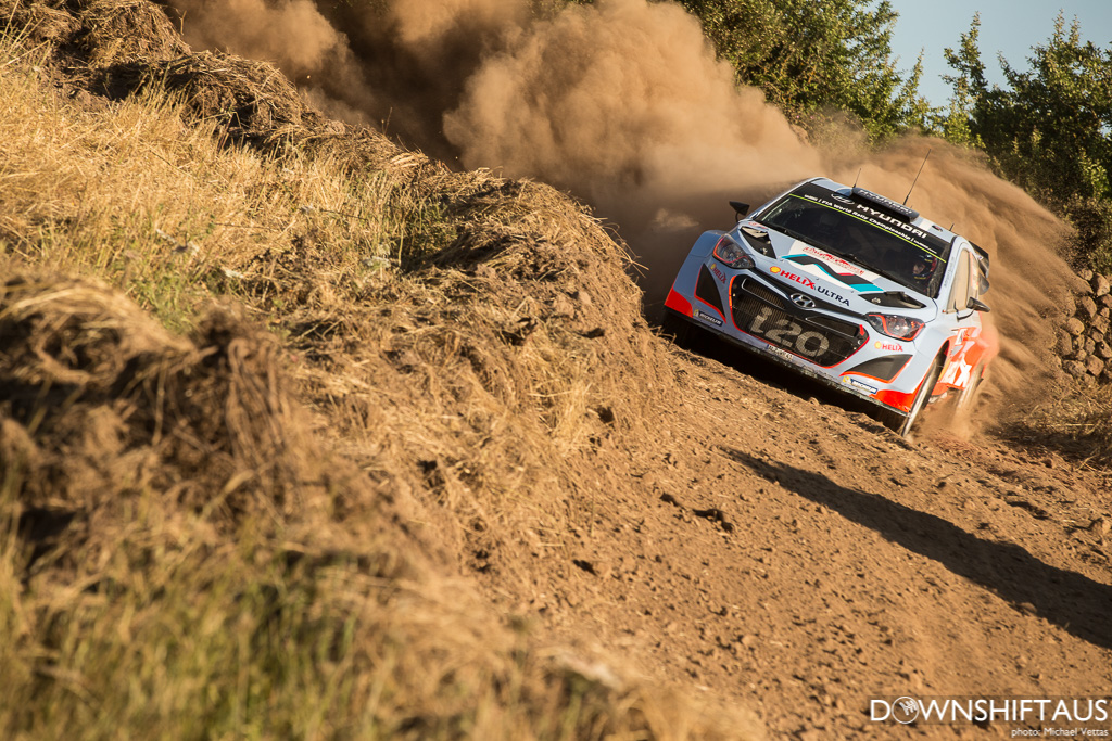 WRC competitors compete in Shakedown of Rally Italia Sardinia south of Alghero.