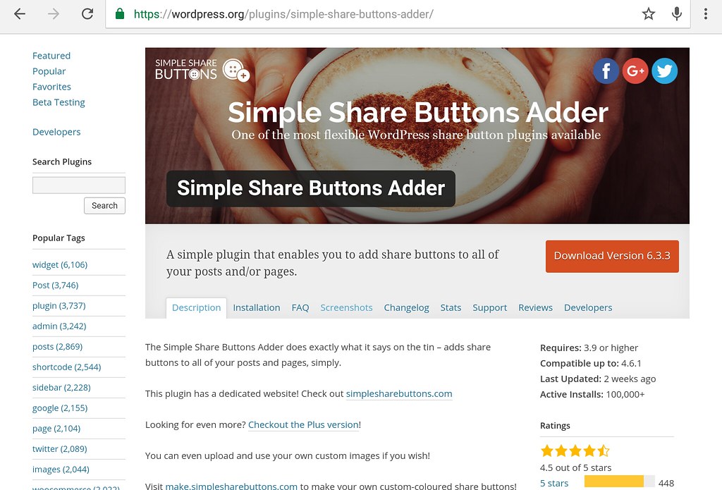 wp simple share button adder plugin