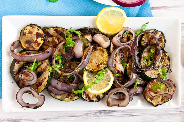 Grilled Zucchini and Red Onions