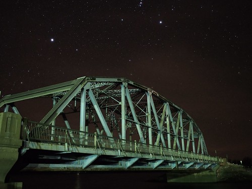 bridge sky night stars landscape