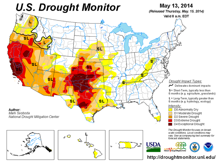 U.S. drought monitor May, 2014