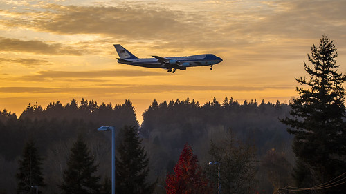 sunset airplane one force sam aviation air president boeing seatac obama 747 potus ksea 29000