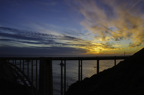 ocean california road bridge sunset seascape beach silhouette night clouds monterey highway cloudy bigsur historic carmel bixbybridge blinkagain