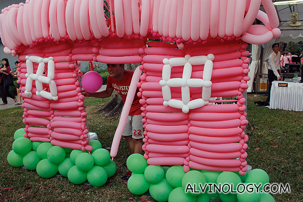 Pink balloon house 