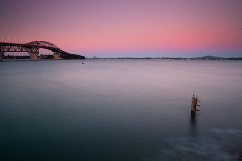 bridge sunset sea newzealand sky waves auckland harbourbridge westhaven rangitoto