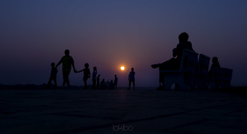 travel blue sunset people sun silhouette laos vientiane