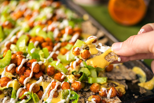 Take a break from your standard nacho plate with these Buffalo Chickpea Nachos! Spicy, creamy, awesome. Gluten-free, dairy-free