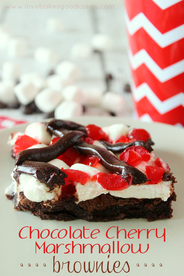 Chocolate Cherry Marshmallow Brownies #brownies #chocolate #cherries #marshmallows #valentines