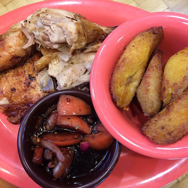 Day 5, #Whole30 - dinner (grilled chicken, fried plantains, and balsamic tomatoes)