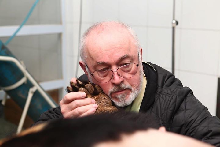 Peter Egan during the health check of Peter Bear, CBRC 2014