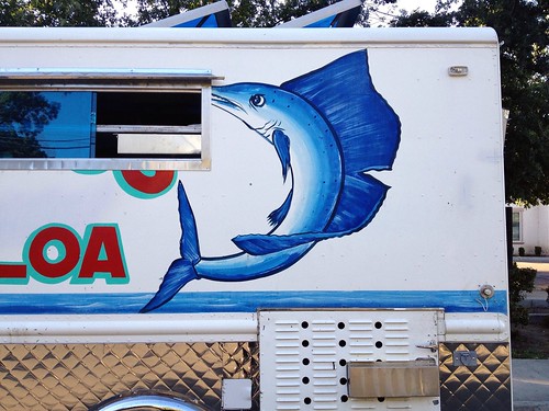 ocean street blue urban fish signs art cooking sign truck landscape nose artwork missing mural shiny view mario neighborhood chrome meal handpainted seafood parked lettering fin stockton tacotruck swordfish foodtruck sailfish mealsonwheels signpainter
