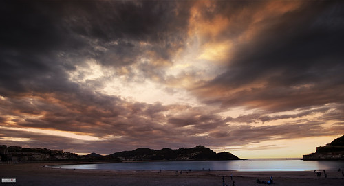 sunset sea reflection beauty clouds landscapes spain sand peace seascapes tranquility beaches sansebastian basque donostia markholtphotography