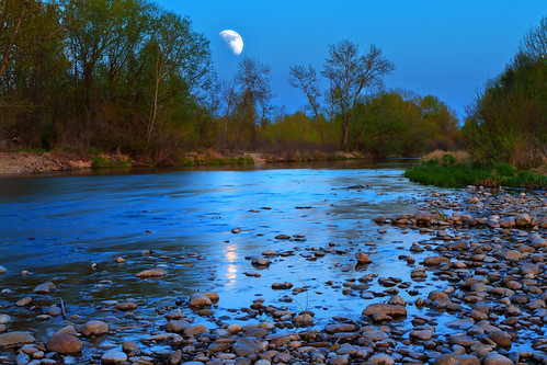 moon reflection water canon river landscape evening twilight dusk stones sigma pebbles idaho boise moonrise 7d hdr boiseriver photomatix 1750mm