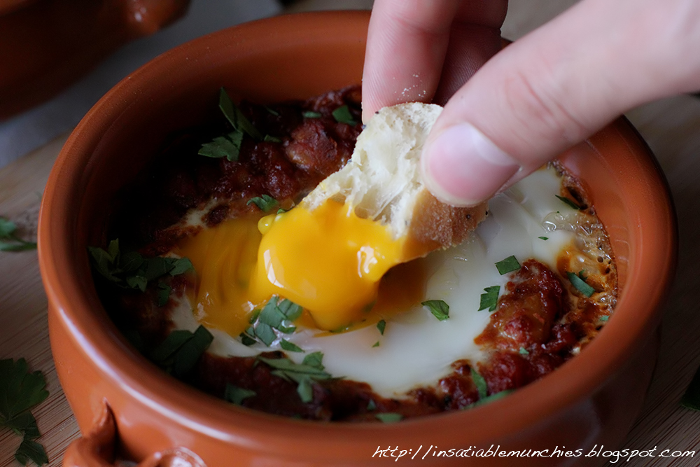 A middle eastern version of eggs and baked beans, this recipe for shakshuka features a tomato-based capsicum and bean stew, served with an egg baked right into it.