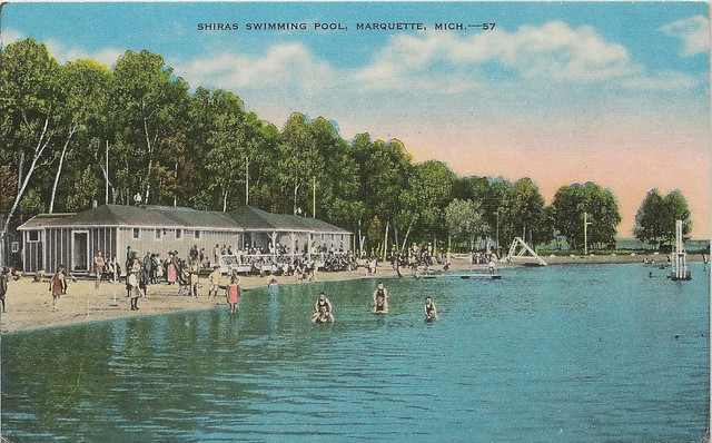 UP Marquette MI 1940s BEACH BABES & Shiras Pool Swim FUN Lifeguard and ...