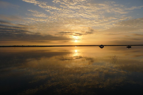 orange lake water sunrise reflections yucatan roo quintana bacalar