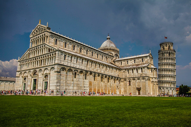 medieval cathedral of the Archdiocese of Pisa and leaning tower, Northern Italy