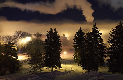 winter canada cold fog night saskatoon saskatchewan