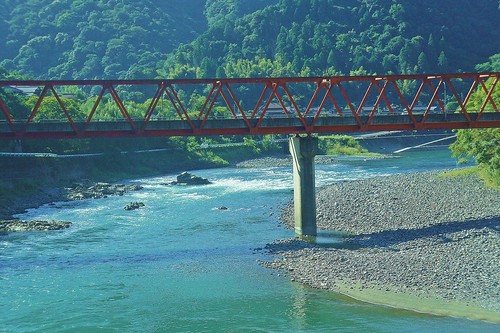 bridge japan river 九州 橋 熊本 車窓 川 くまがわ 肥薩線 球磨川
