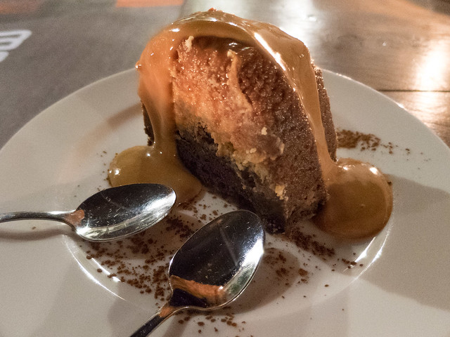 The Nevado de Arequipe is a rich chocolate cake topped with arequipe sauce