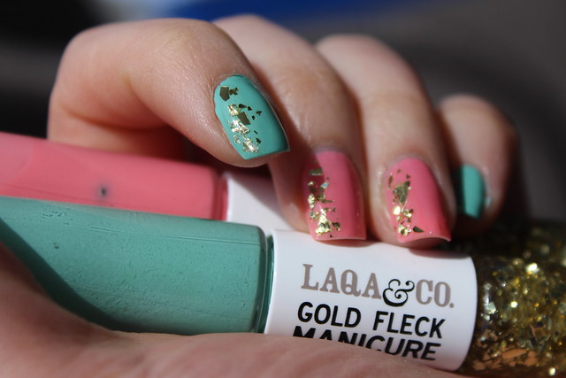 Gold Flecked Manicure on #LivingAfterMidnite