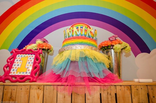 rainbow themed party cake