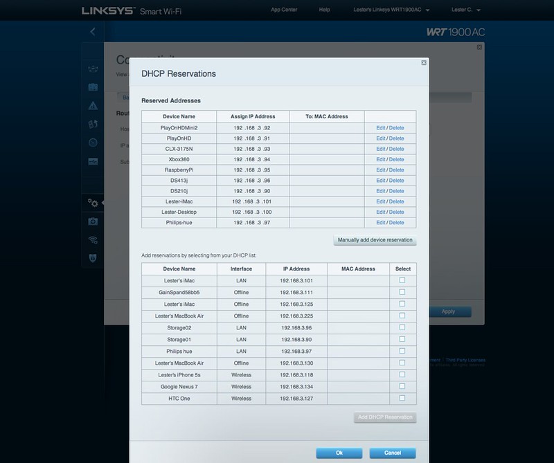 Linksys Smart Wi-Fi - Connectivity - DHCP Reservations