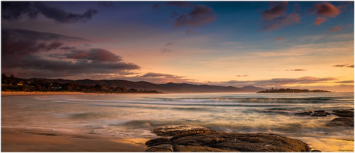 beach sunrise australia tasmania bicheno diamondisland