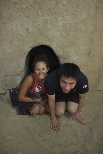 Lina and Dean at one of the entrances to the Cu Chi tunnels