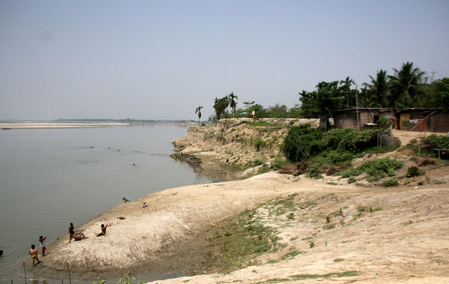 The areas affected by the river erosion at the Gomafulbari area in Barpeta.