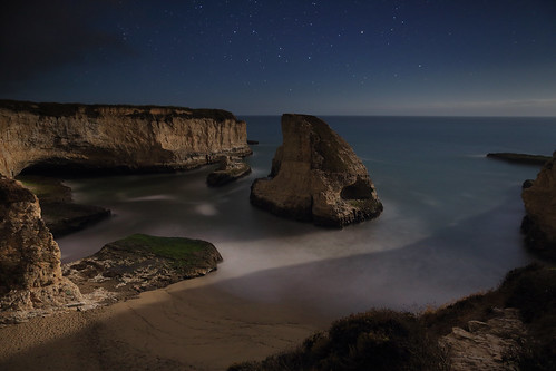 ocean california longexposure night stars cliffs moonlight davenport pantherbeach rdt starrysky sharkfincove