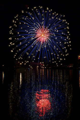 Fireworks, Kewaunee, WI, Trout Festival, Blue, Reflection