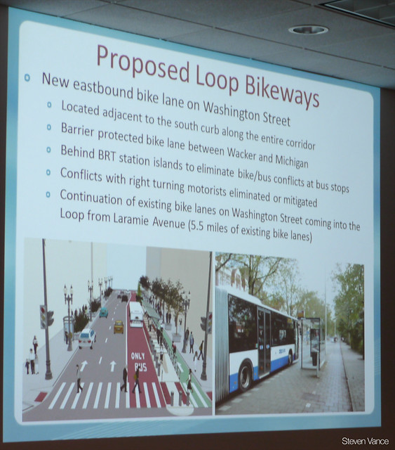 Mike Amsden describes bikeway component of the Central Loop BRT project