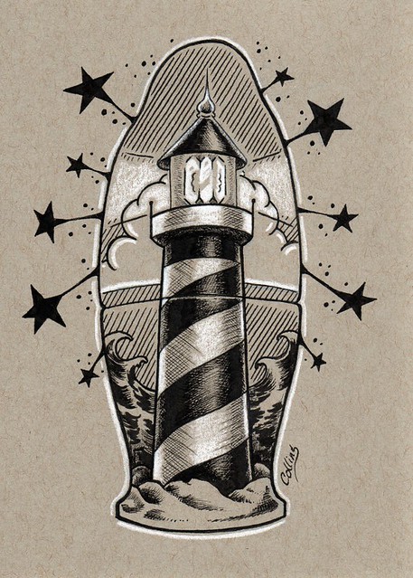 Bryan A. Collins: Nesting Doll Lighthouse Ink Drawing