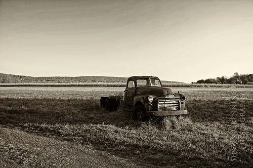 old morning autumn usa fall monochrome field rural truck blackwhite october pennsylvania rusty foliage pa rusted oldtruck gmc oval 1949 2013 1949gmc 49gmc 49gmctruck