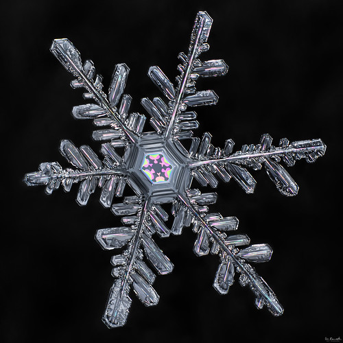 snowflake snow colour macro ice nature water crystal geometry flake science symmetry physics mpe thinfilminterference donkom