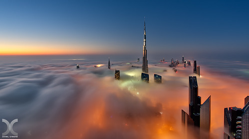 morning blue fog sunrise dawn nikon dubai khalifa hour hdr burj d800 nikkor16mmf28fisheye photoengine oloneo